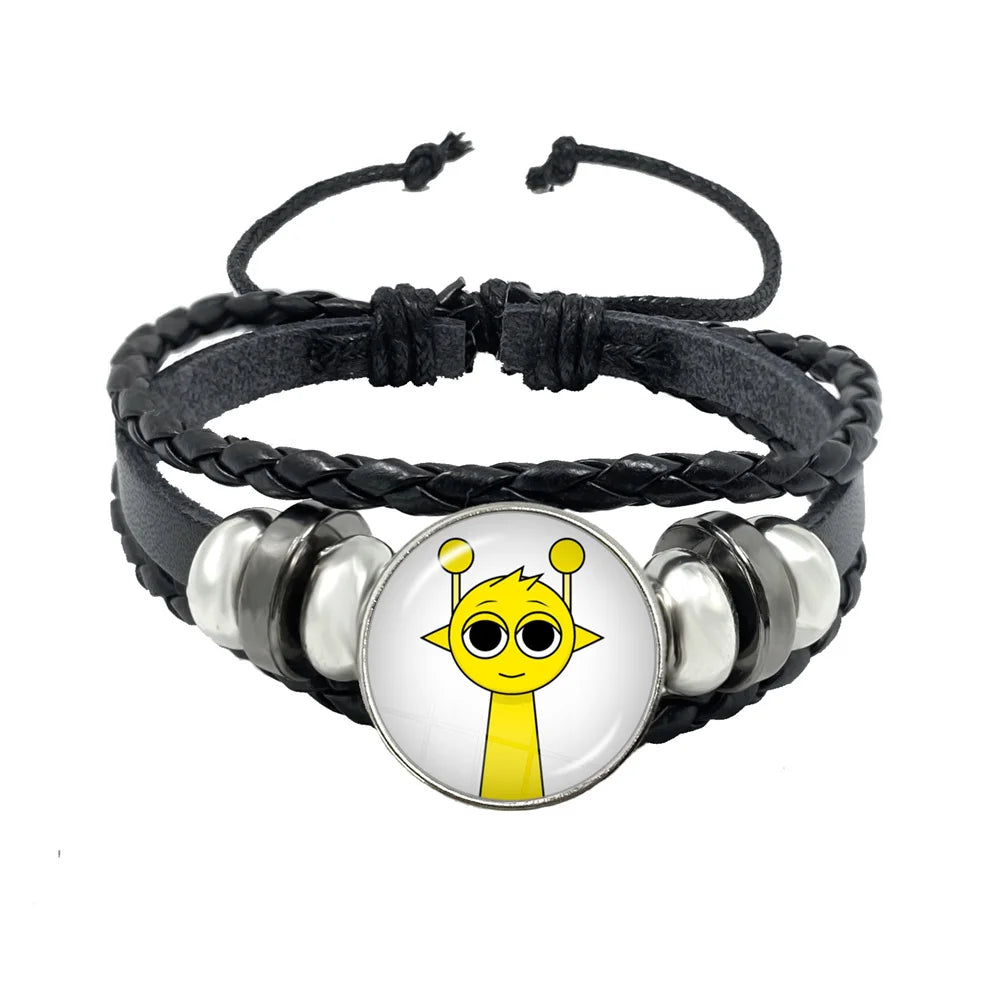 Sprunki Incredibox Anime Cartoon Charakter Leder Seil Armband Kunst Mehrschichtige geflochtene Armbänder Handgefertigte Schmuckzubehör