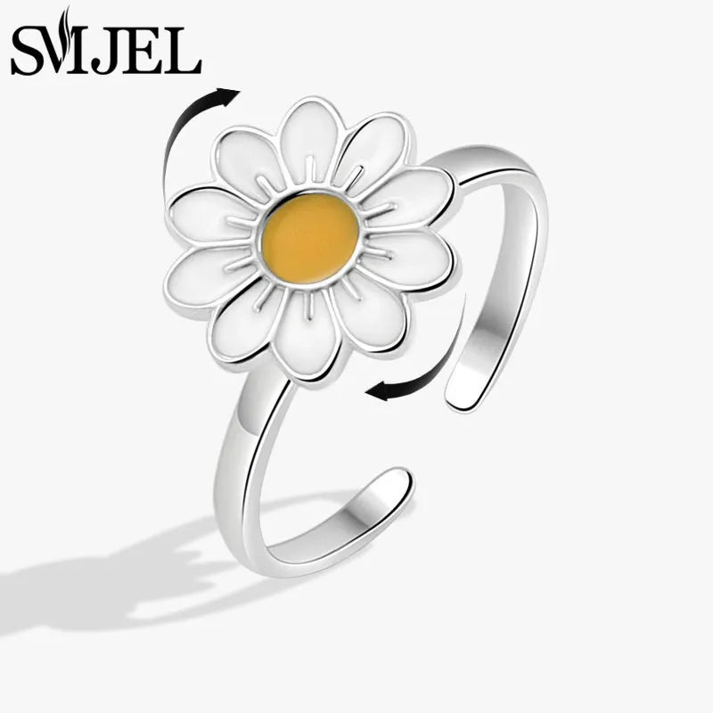 Neue Sonnenblume Angst Ring Fidget Spinner Ringe für Frauen Nette Schmetterling Kolibri Charms Finger Ring Anti Stress Drehen Geschenke