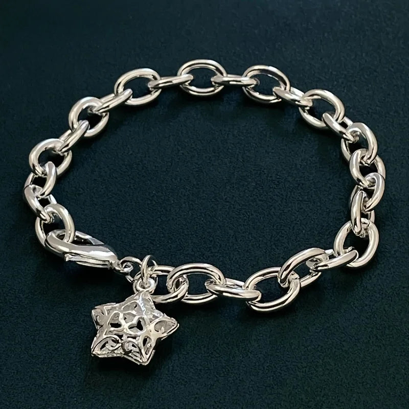 Süßes Sternkettenarmband aus 925er Sterlingsilber mit Schnalle für Damen, Herren, geeignet für Liebhaber, Damen, Herren, Modeschmuck, Partygeschenke