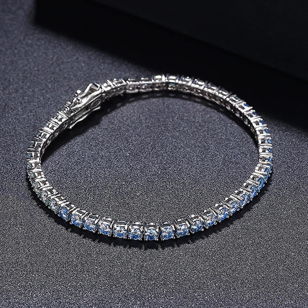TEMGF Farbverlauf-Moissanit-Armbänder, S925-Sterlingsilber, edler Schmuck für Frauen und Mädchen, einzigartige funkelnde Datum, Geburtstagsgeschenke