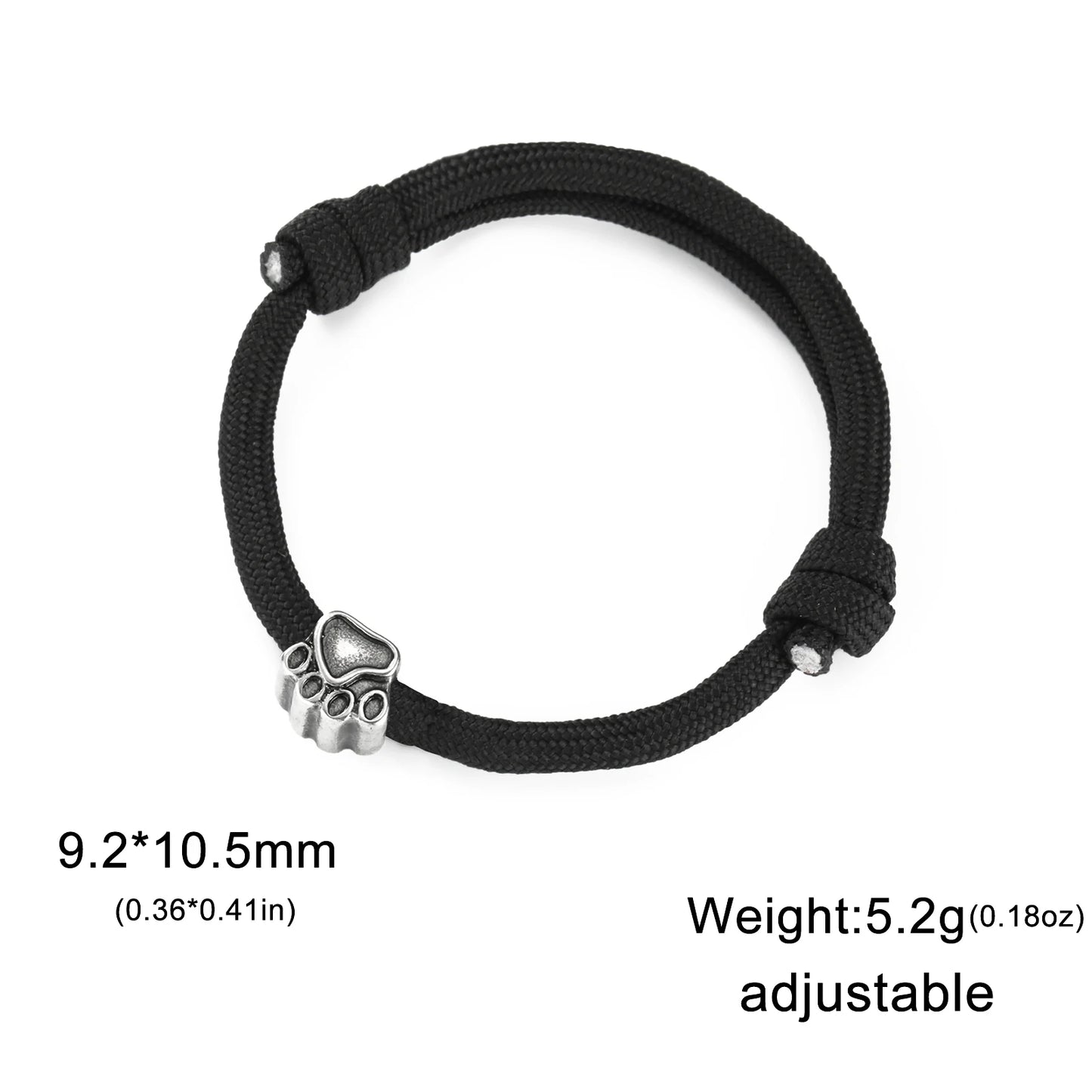 Cazador Punk Hund Haustier Pfoten Charm Armband für Frauen Männer Einstellbare Schwarz Seil Schnur Armbänder Edelstahl Schmuck Paar Geschenk
