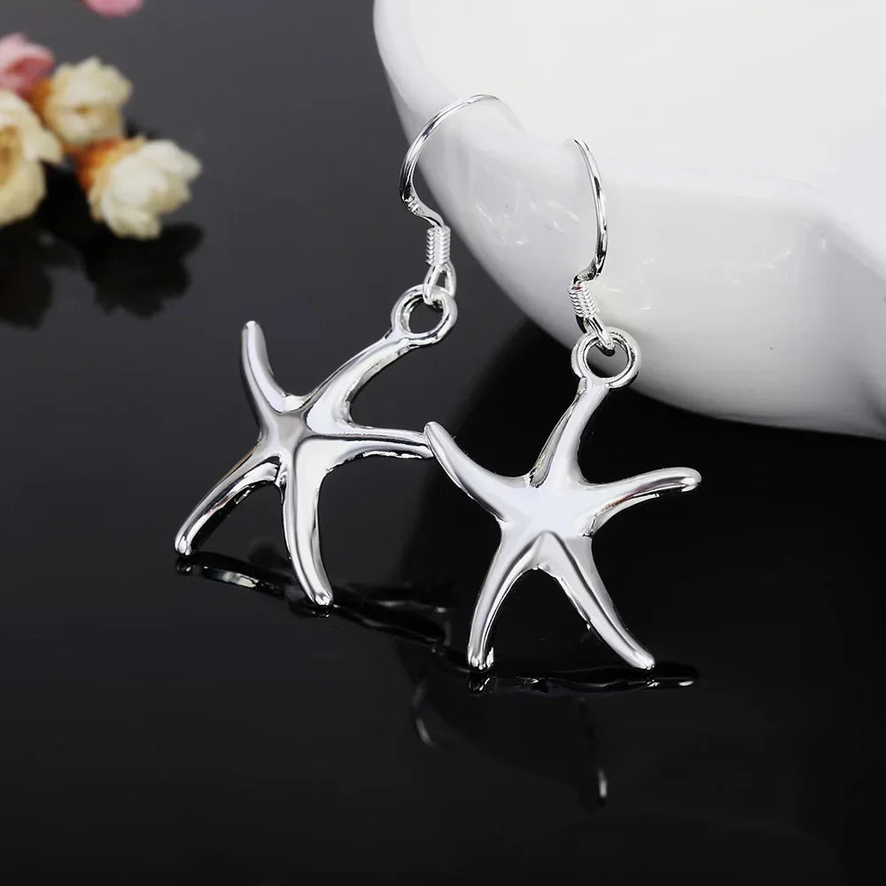 Heißer Verkauf, hübsche Ohrringe aus 925er-Sterlingsilber, niedliche Seestern-Ohrringe für Damen, Mode, Party, Hochzeit, Geburtstag, Geschenke, klassischer Schmuck