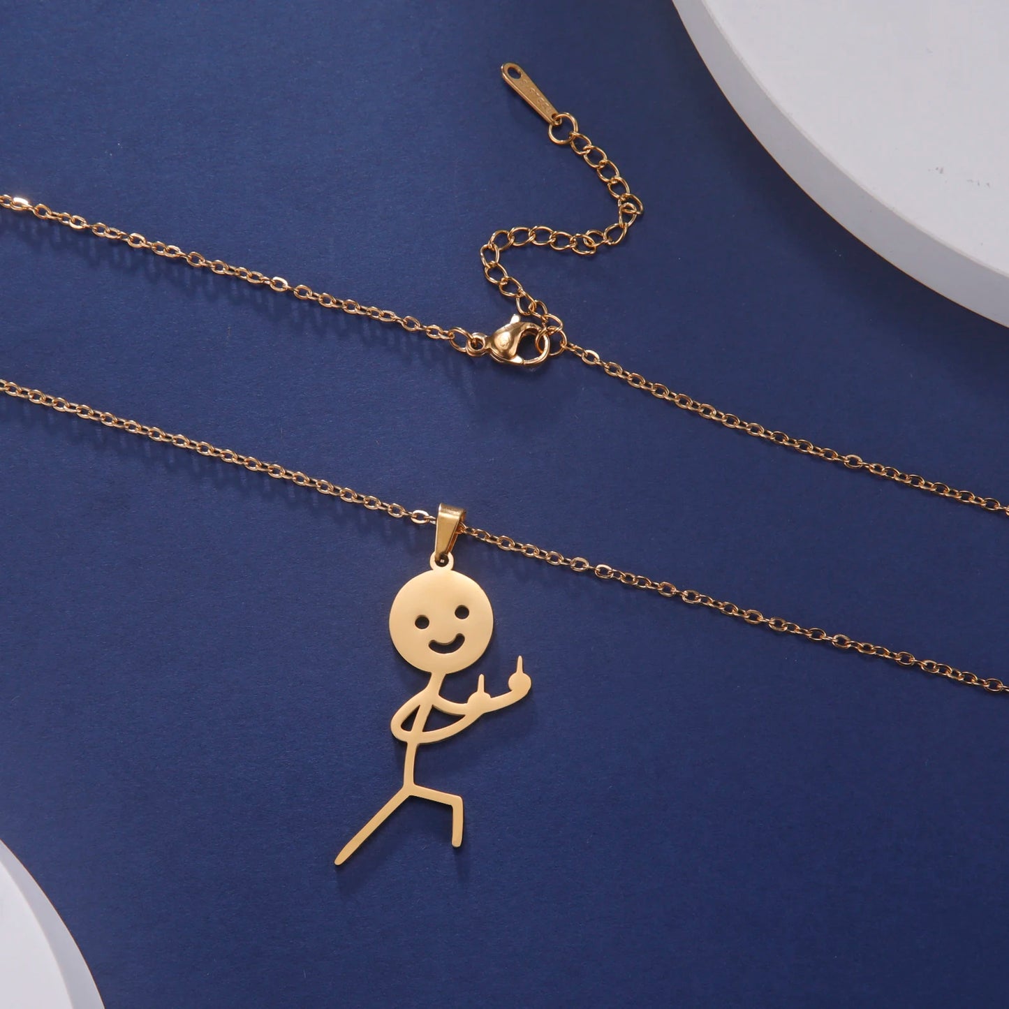 Skyrim Hip Hop Doodle Halskette für Männer Frauen Edelstahl Lange Hals Kette Mode Mittelfinger Stickman Schmuck Neu