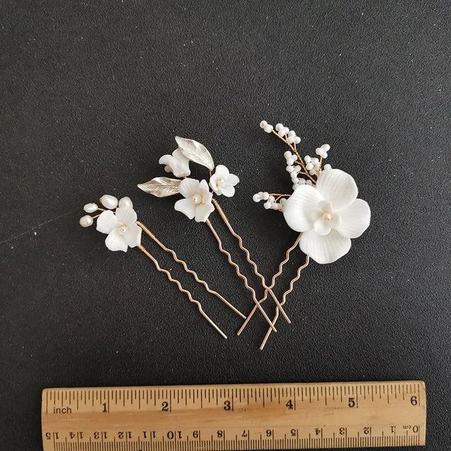 SLBRIDAL Handgemachte Luxus Strass Süßwasser Perlen Ceram Blume Braut Tiara Hochzeit Brautjungfern Krone Frauen Haar Schmuck