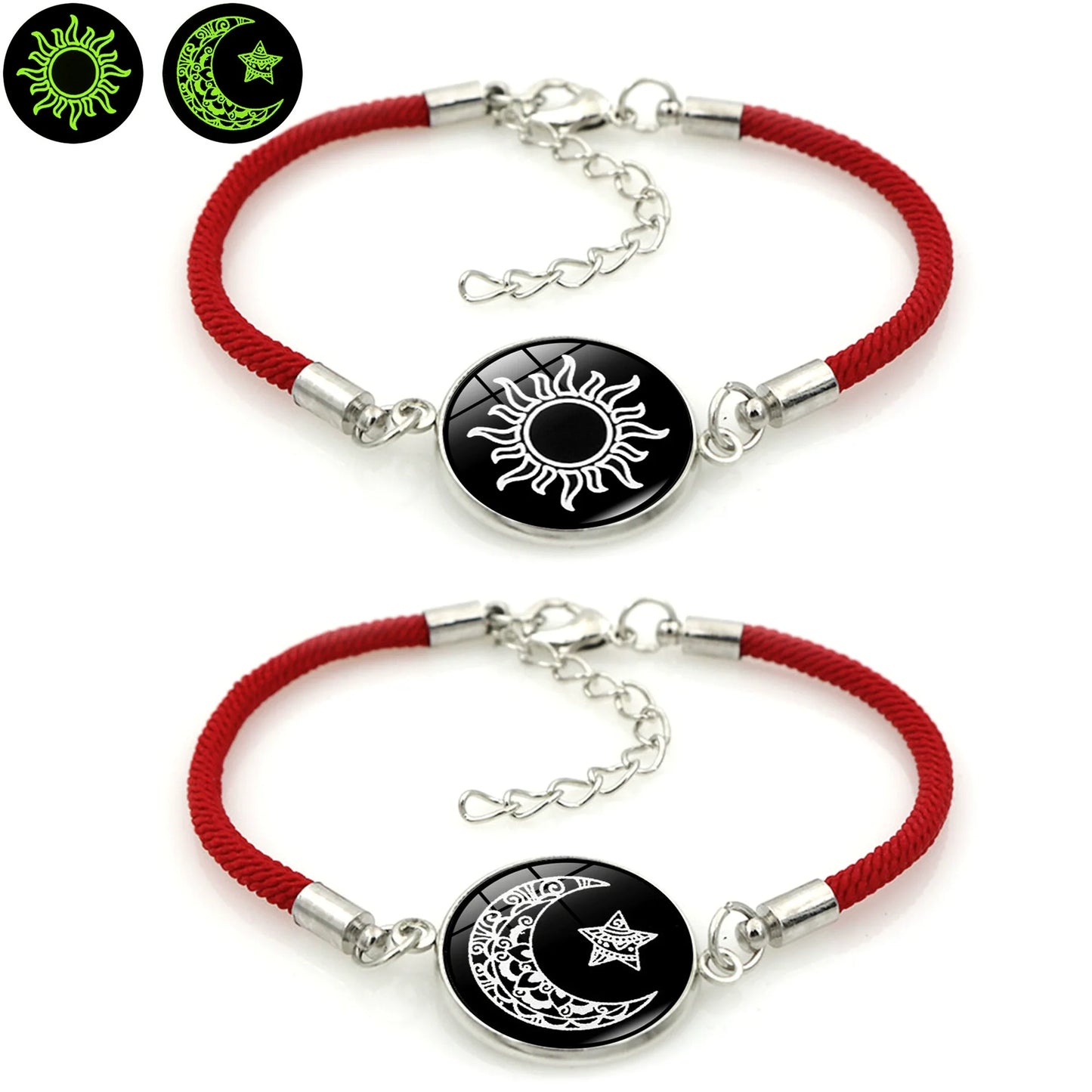2 Stücke Mode Leuchtende Sonne Mond Geflochtene Armbänder für Liebhaber Paar Armbänder Mode Valentinstag Schmuck Freundin Geschenke