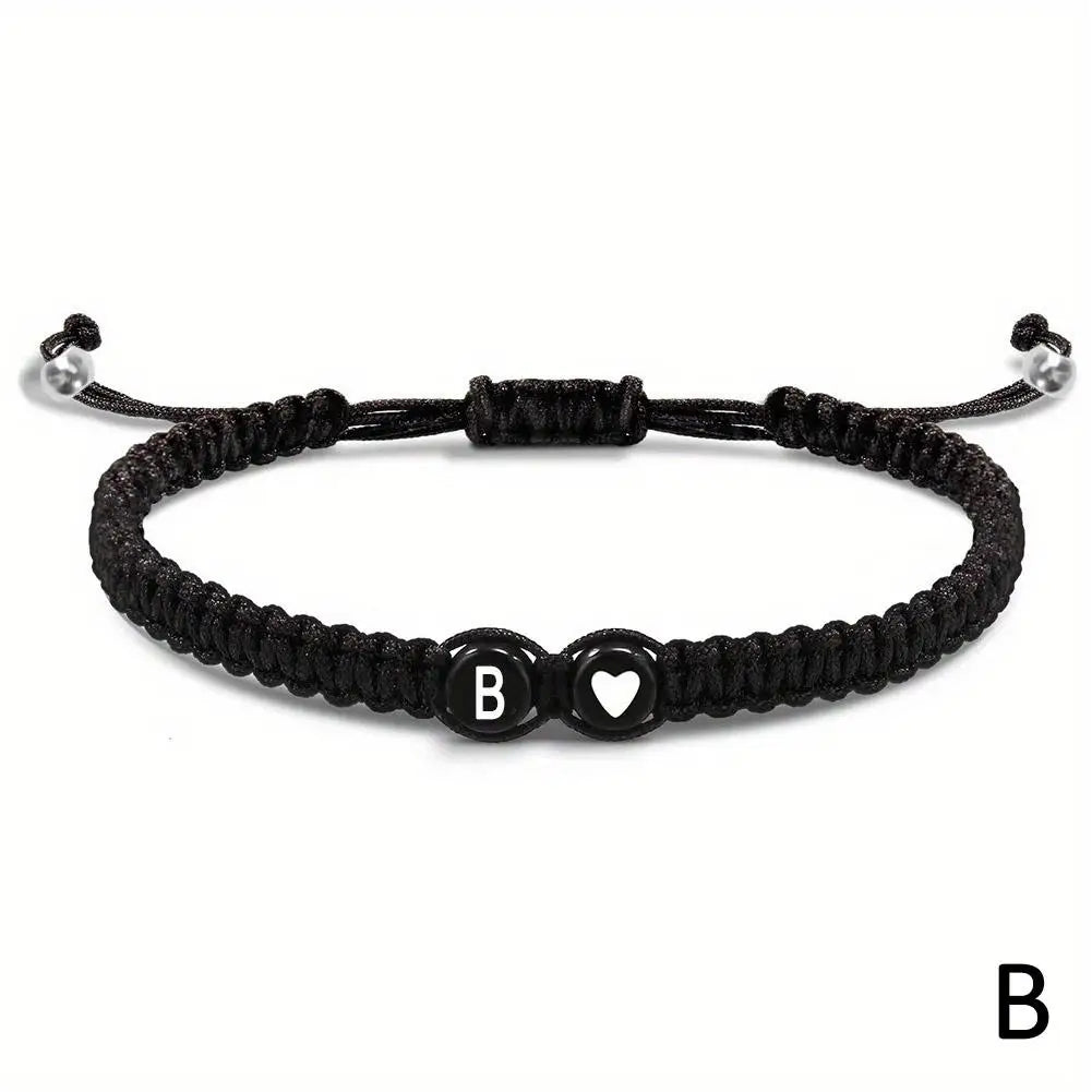 Buchstabe Initiale Herzschnur Armband Handseil gewebtes Armband Freundin Armband Paar Armband A-Z Name geflochtene Armbänder