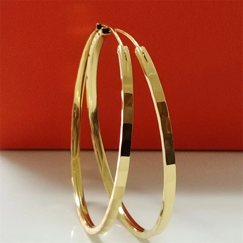Senlissi – Neue modische 18 Karat vergoldete Creolen für Damen, 925er-Sterlingsilber, 2,0 mm, modischer Ohrring, Canke Jakado Kanao, 3/4/5/6 cm