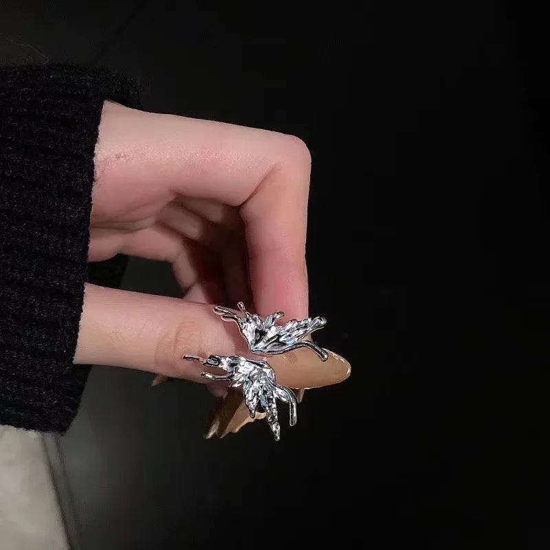 Y2k Unregelmäßige Offene Ringe Kristall Herz Bogen Schlange Finger Ringe für Frauen Mädchen Kpop Süße Trendy Ästhetischen Schmuck Geschenk Großhandel