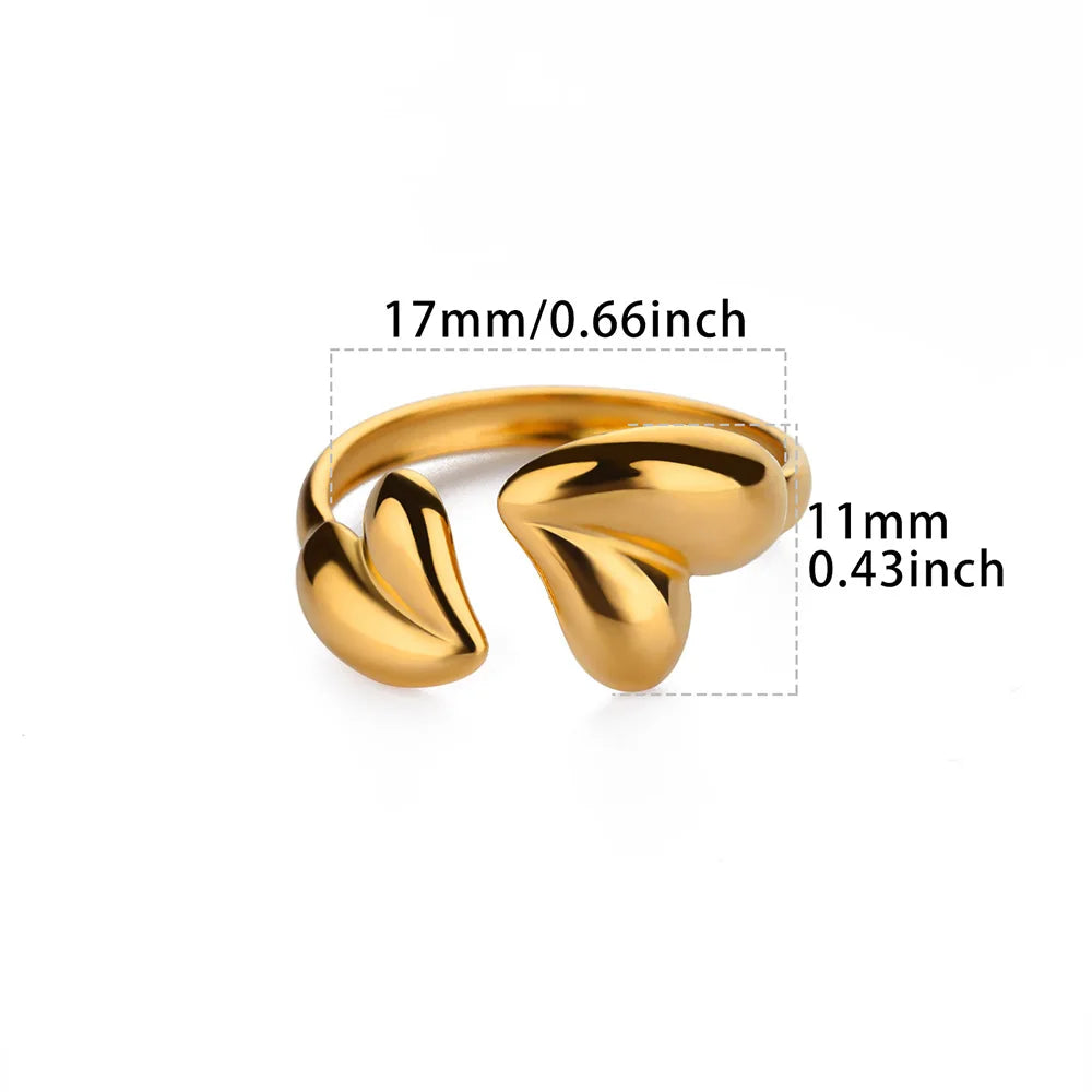 Unregelmäßige Herz Design Edelstahl Offene Ringe Für Frauen Gold Farbe Hochzeit Ästhetischen Ring Schmuck Zubehör Weihnachten Geschenk