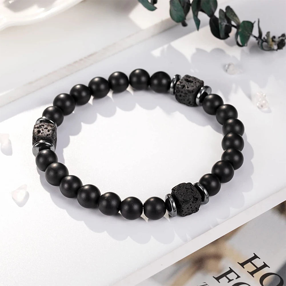 Vatertag geschenke Herren Perlen Armband mit Liebes karte Naturstein Perlen Armband Lava Rock Armband Papa Geburtstag Geschenke Ideen