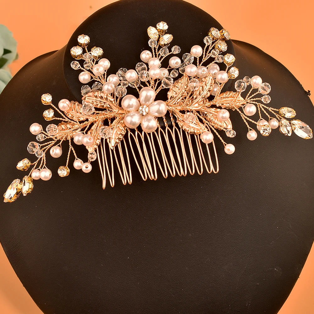 A499 Silber Gold Farbe Haar Kamm Kristall Hochzeit Kopf Stück Braut Kopfbedeckungen Frauen Haar Zubehör Party Pin Clip Prom Stirnband