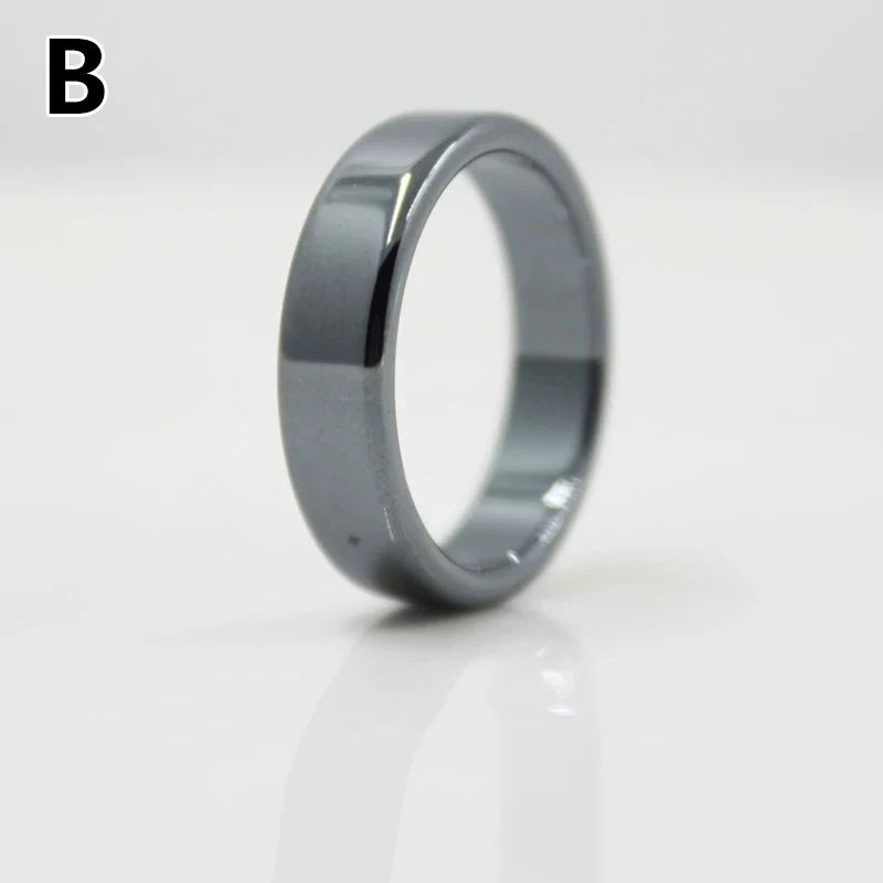 1pc natürliche Hämatit Steinringe für Frauen Männer Mode flache einfache Ring Paar Schmuck Geschenk Hochzeit Weihnachten Liebhaber Ringe