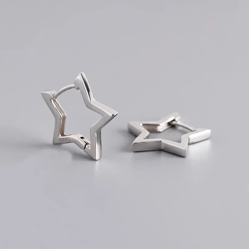 Geometrische Sterne Ohrringe für Frauen Edelstahl Stern Creolen Mädchen Schmuck Geschenk Charme hypoallergene Accessoires