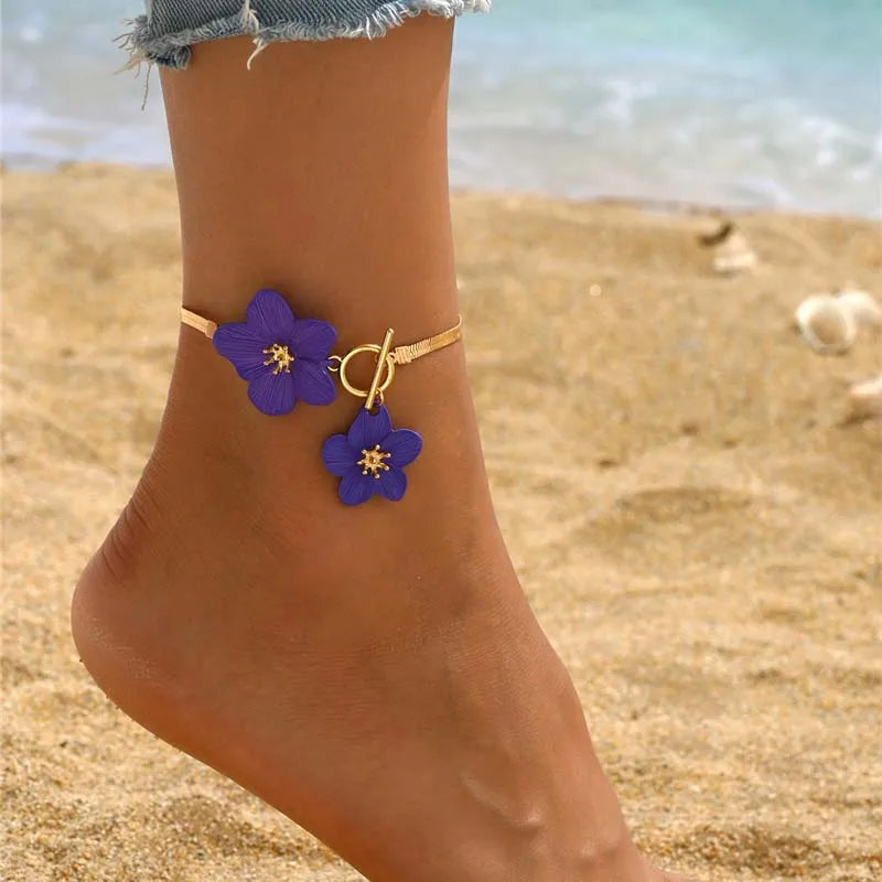 Mode Kirschblüte Charm Fußkettchen für Frauen Sommer Strand Zubehör Gold Farbe Kette Fußkettchen Bein Armbänder Hochzeit Geschenk