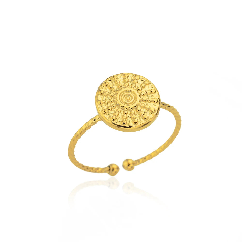 Minimalistische Textur Edelstahl Geometrische Ringe für Frauen Gold Farbe Öffnung Paar Ring Ästhetische Hochzeit Weihnachten Schmuck