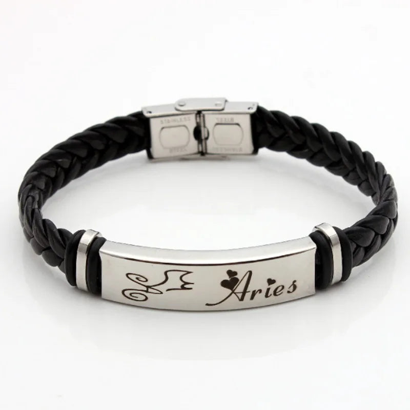 Zwölf Sternbild Charm Armband 12 Sternbild gewebtes Leder armband geflochtener Armreif Schmuck Handgelenk Geschenk zubehör