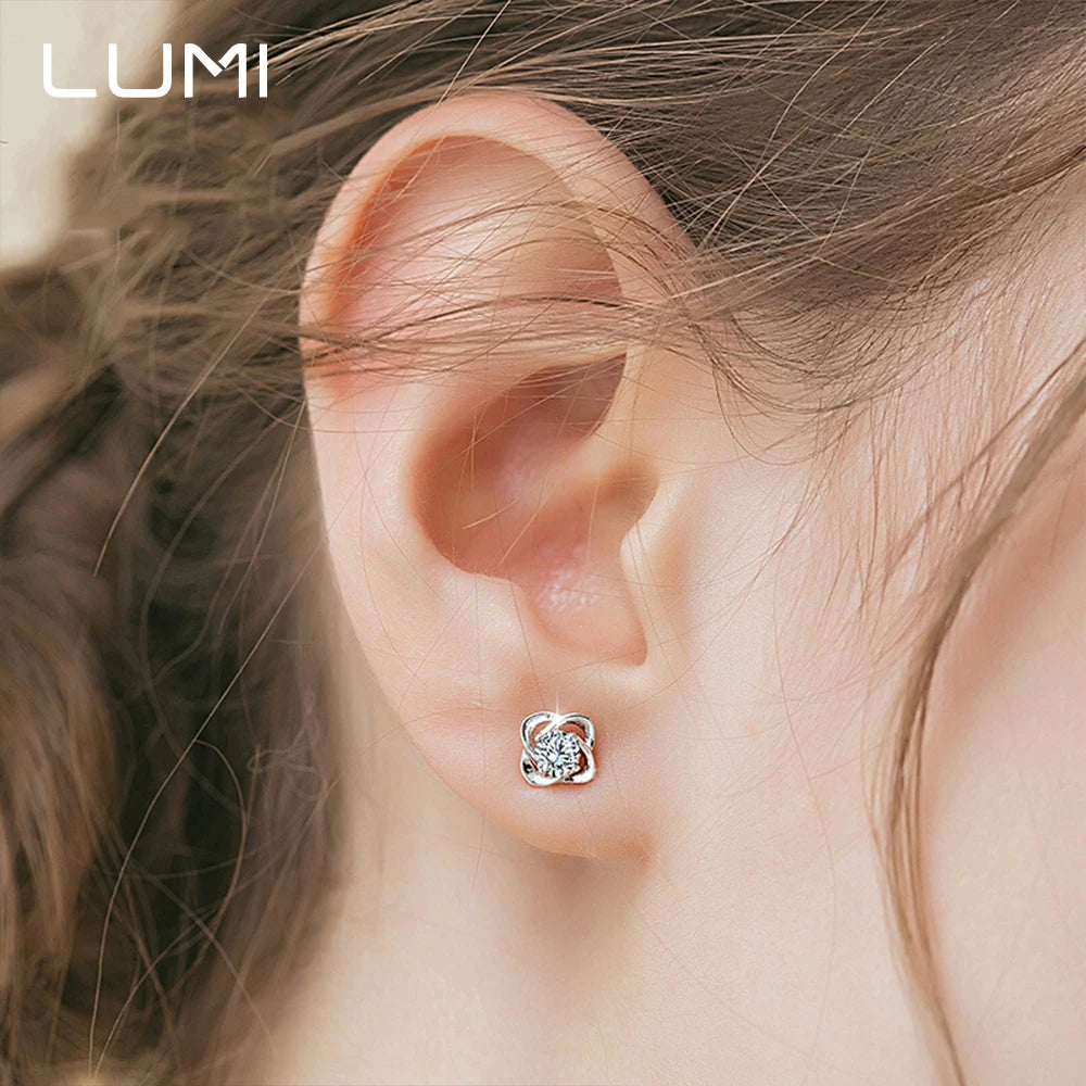 0,5–1 Karat glückliche vierblättrige Kleeblatt-Moissanit-Damen-Ohrstecker – hypoallergener 925er-Sterlingsilber-Edelschmuck, Jubiläums-Gi