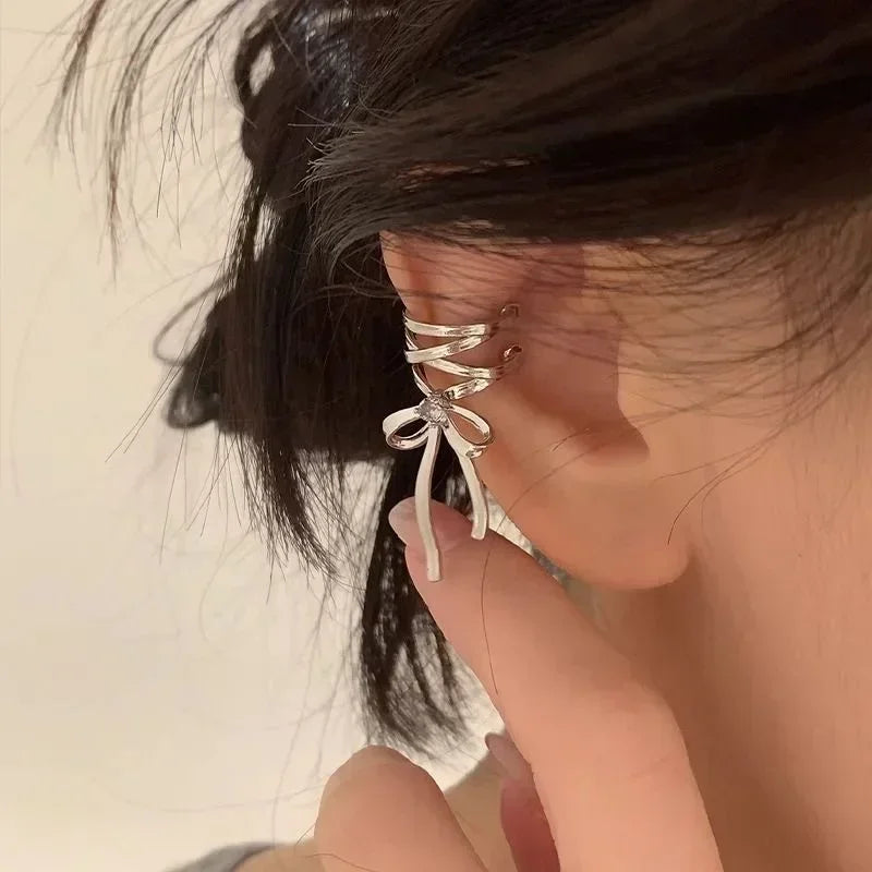 Rosa Schmetterling Ohr Manschette Ohrringe Für Frauen Mädchen Mode Bowknot Keine Piercing Clips Ohrring Gefälschte Piercing Ballett Clip Auf Schmuck