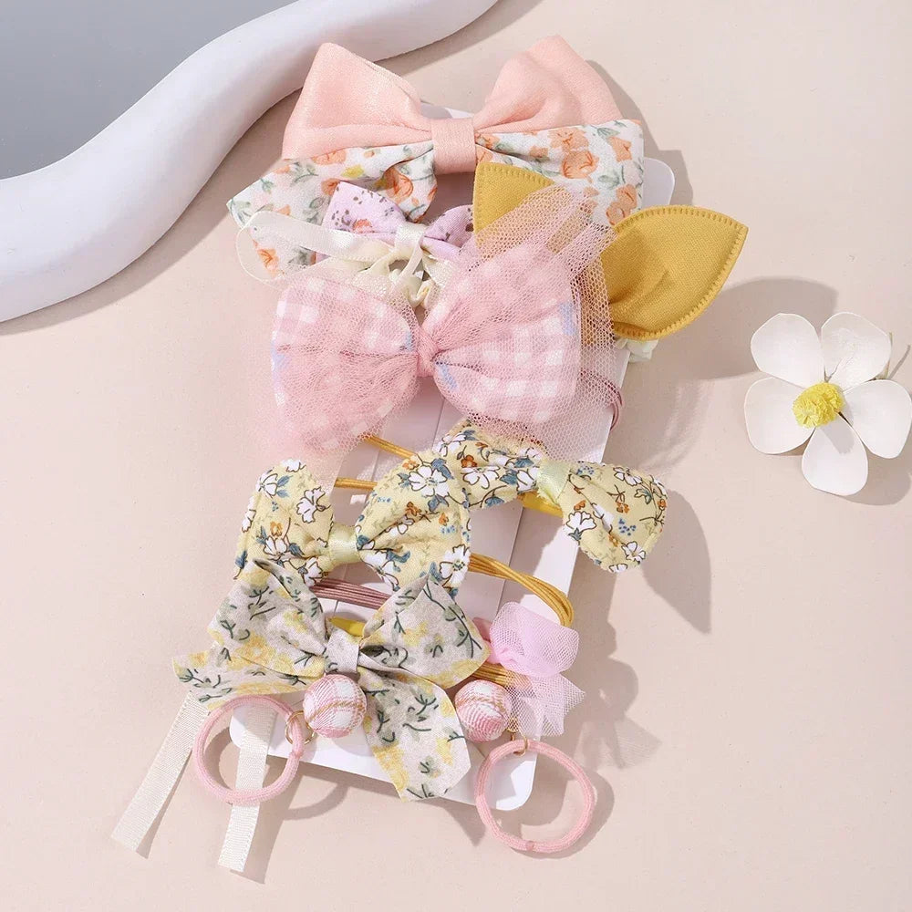 10 teile/satz süße Bögen Baby Haars pangen Spitze Blume Kinder Mädchen Haarnadeln Haars pangen Clip Geschenke elastische Mädchen Haar Zubehör