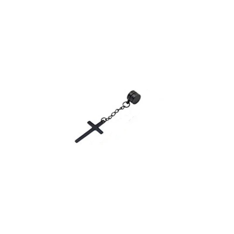 Punk Kreuz Anhänger Quaste Edelstahl Ohrringe Magnet Mode Geometrische Clip Ohr Schmuck Party Geschenke Für Frauen Männer
