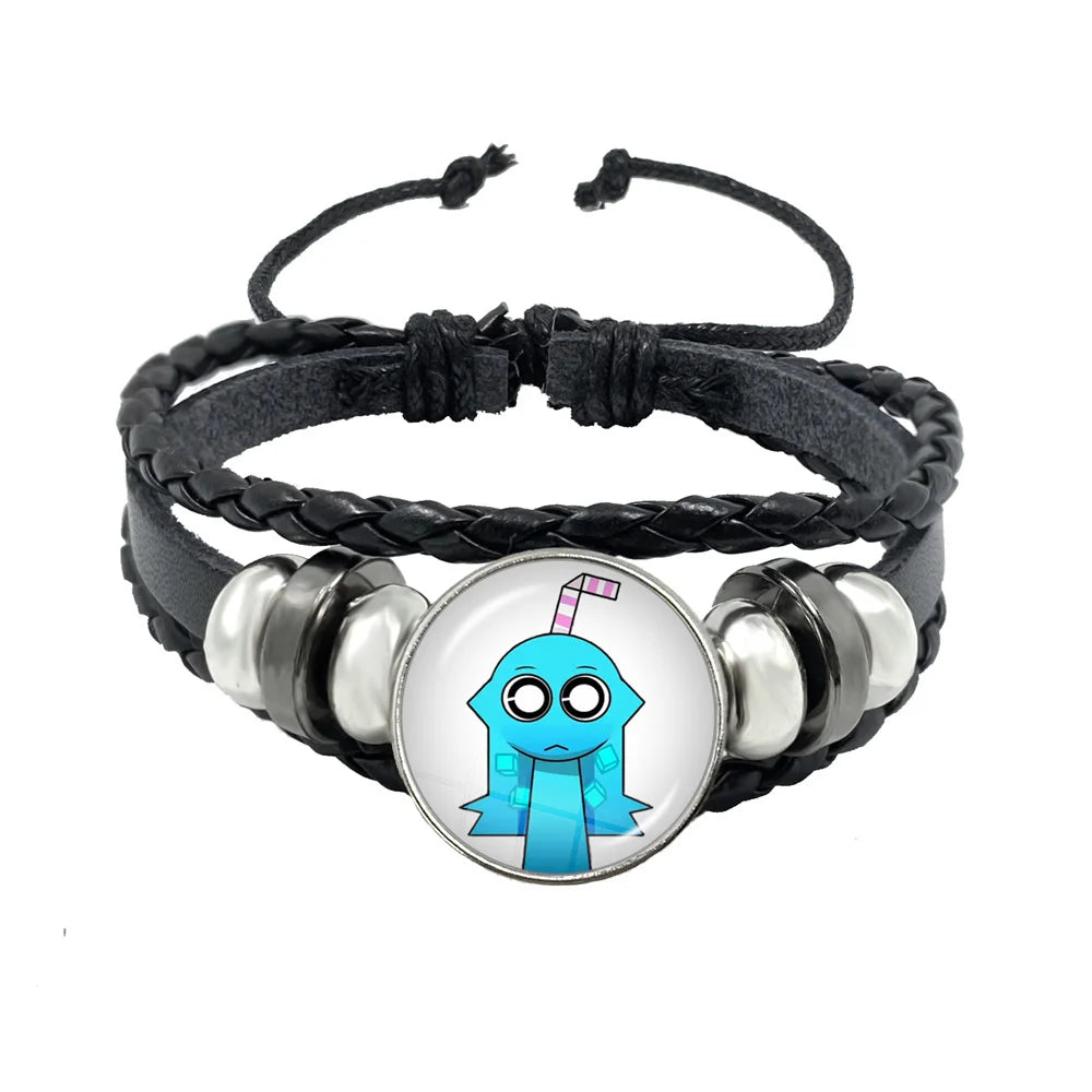 Sprunki Incredibox Anime Cartoon Charakter Leder Seil Armband Kunst Mehrschichtige geflochtene Armbänder Handgefertigte Schmuckzubehör