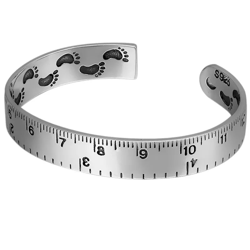 Neue Mode Persönlichkeit Lineal Armbänder 925 Sterling Silber Schmuck Kreative Fußabdruck Römische Ziffer Öffnung Armreifen TYB120