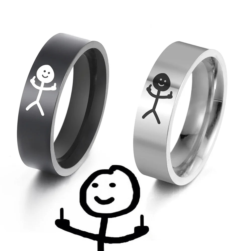 Dreamtimes Einfache Trend Lustige Mittelfinger Stickman Ring Hip Hop Fuxk Sie Doodle Ringe Für Mann Paar Party Neue Geschenke Schmuck