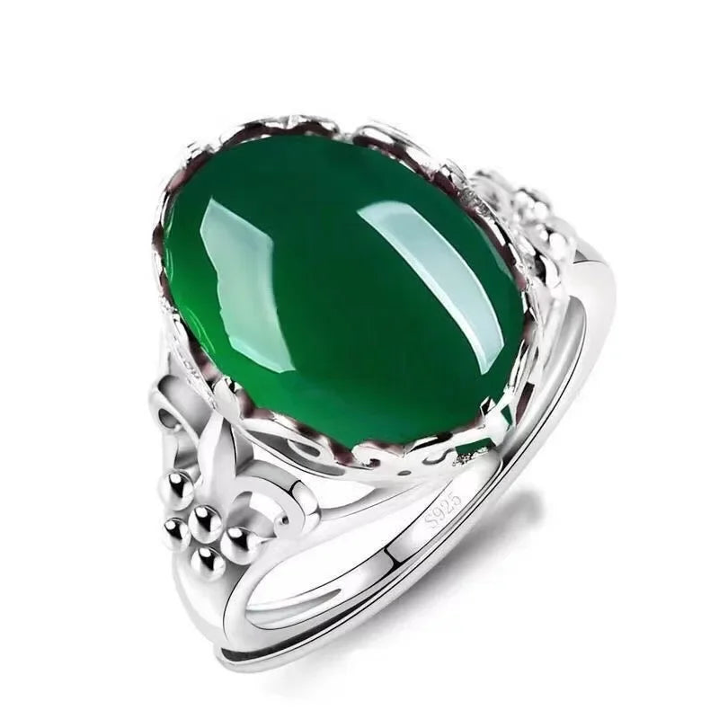 2025 neue Einfache Rote Achat Chalcedon Alte Silber Farbe Offenen Ring Weibliche Krone Strass Ring Hohl Einstellbare Ringe Geschenke