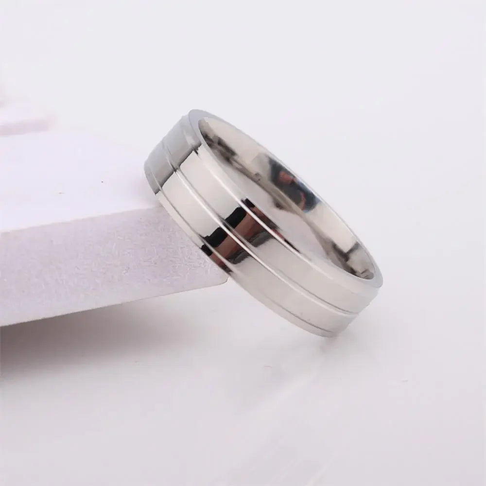 Herren Edelstahl Ringnut Design 6mm Damen ring Titan Stahl Paar Ringe einfacher Hands chmuck