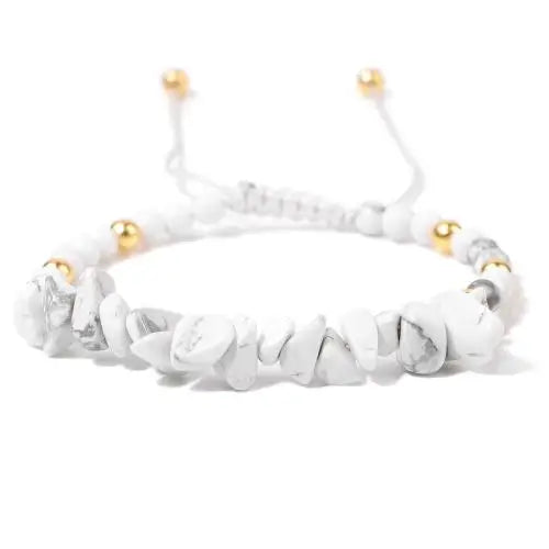 Unregelmäßige Natursteinperlen handgewebtes Armband Damen Kies geometrische Kunst Retro einfache verstellbare Armband Zubehör
