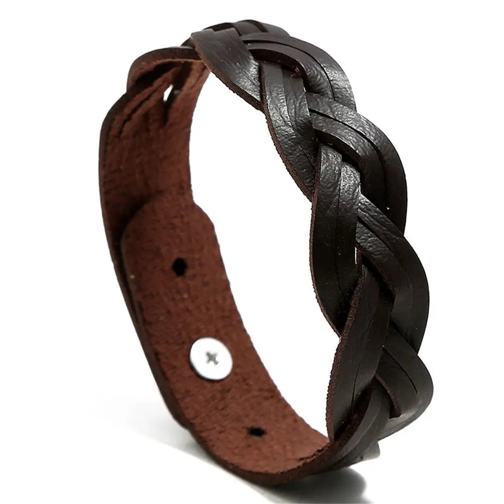 Mode solide geflochtene Twist Leder Armband einfache vielseitige Student Armreifen Punk Snap Armband Schmuck verstellbare Armband