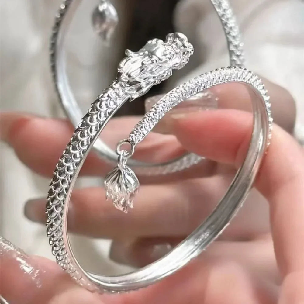 Mode chinesischen Stil Drachen Armreif Neujahr Glücksbringer Armband Freundschaft Amulett Schmuck Paar Geschenke für Frauen Männer