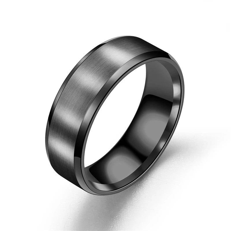 8mm Matt Edelstahl Einfaches Design Schlichte Titan Ringe Gold Ton Versilbert Schwarz Blau Ringe Männer Frau Schmuck Geschenk