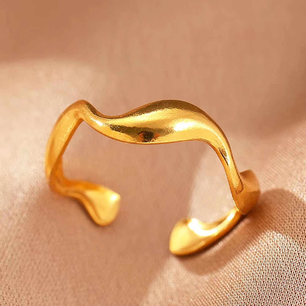 Edelstahl Zirkon Geometrische Ringe Für Frauen Luxus Bösen blick Gold Farbe Einstellbar Trendy Hochzeit Ästhetischen Jewerly Geschenk