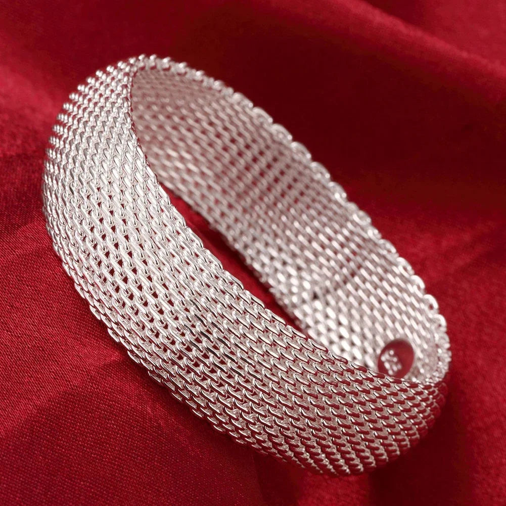 Trendige Armreifen aus 925er-Sterlingsilber, niedlich, offen, für Damen, Modeschmuck, Anpassungsgröße, Manschette, Hochzeit, Party