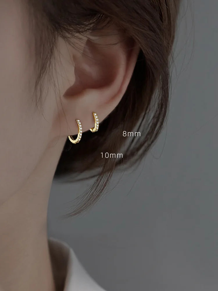 100 % echtes 925er Sterlingsilber, minimalistische böhmische runde Ohrschnalle für Frauen, Punk, Unisex, Rock-Creolen, Schmuckzubehör