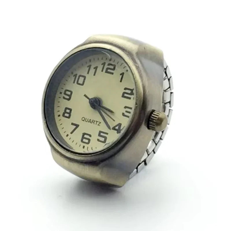 Mini Vintage Punk Finger Uhr Ringe Gummiband Legierung Uhren Paar Ringe Schmuck Uhr Retro Römischen Quarz Frauen Männer Uhr