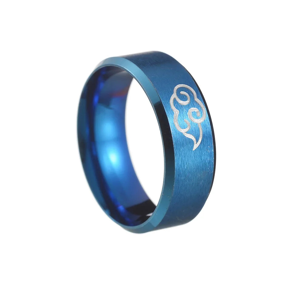 Edelstahl Anime Cosplay Cloud Ringe Für Männer Frauen Schwarz Matte Ring Punk Harajuku Anime Paar Cosplay Schmuck