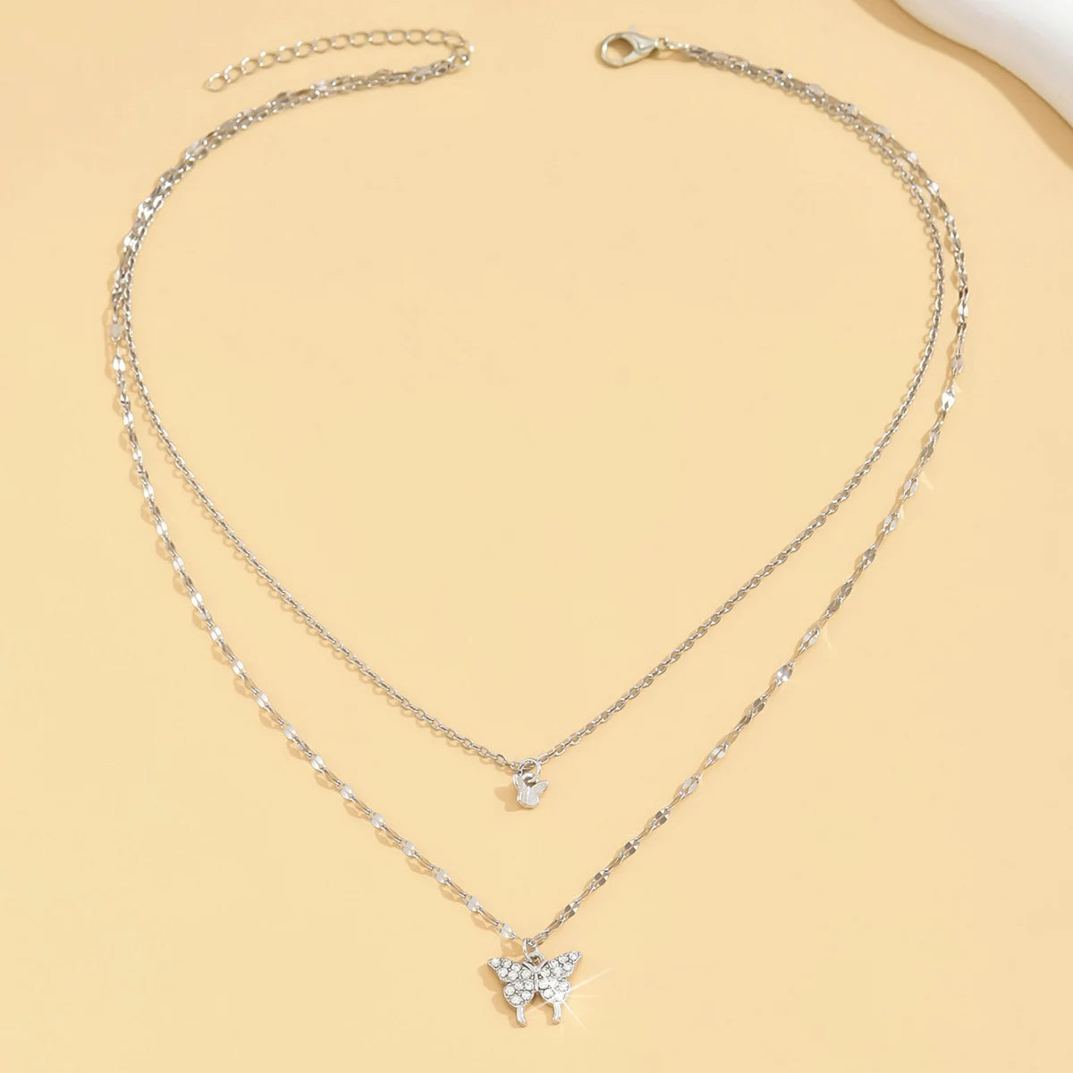 1 Damen Lats funkelnde Doppels chicht Schmetterling Halskette exquisite Doppels chicht Kragen Kette Schmuck Bankett Party Weihnachts geschenk