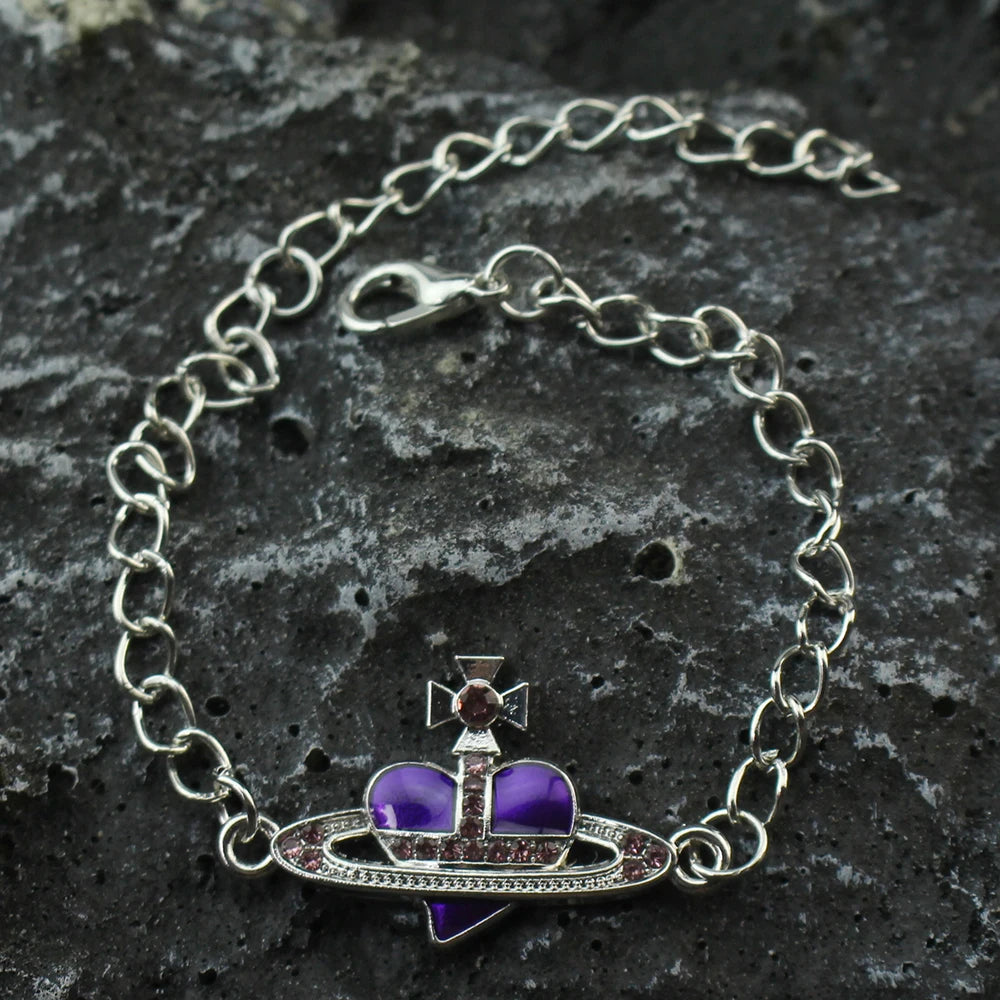 Trendiges Armband Saturn Strass Kristall Planet Saturn Anhänger für Frauen Mode Charm Schmuck Geschenk