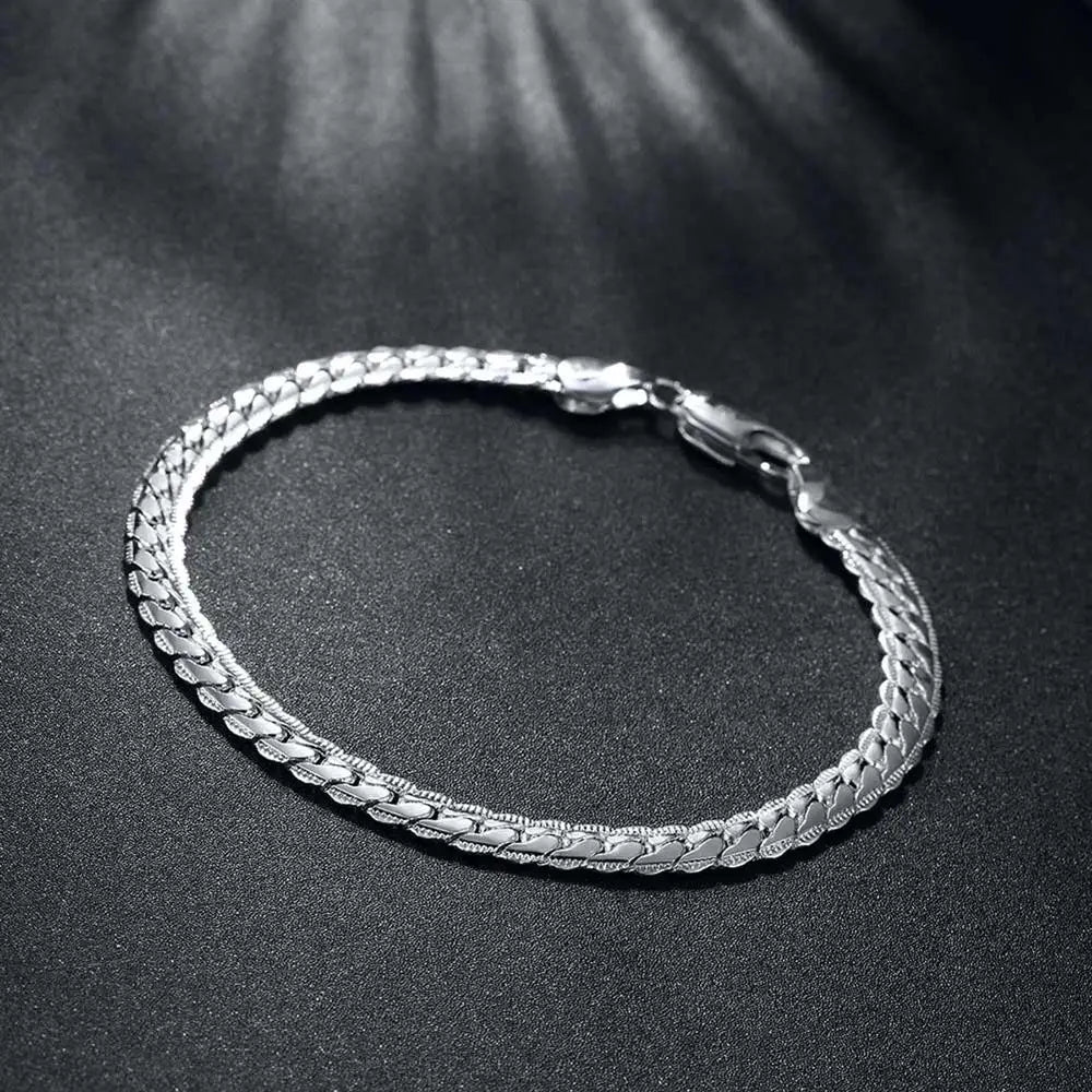 20 cm 8 Zoll 18 Karat Gold 925 Sterling Silber Armbänder für Damen Herren klassische 5 mm Kette Hochzeit Party Weihnachtsgeschenke edler Schmuck