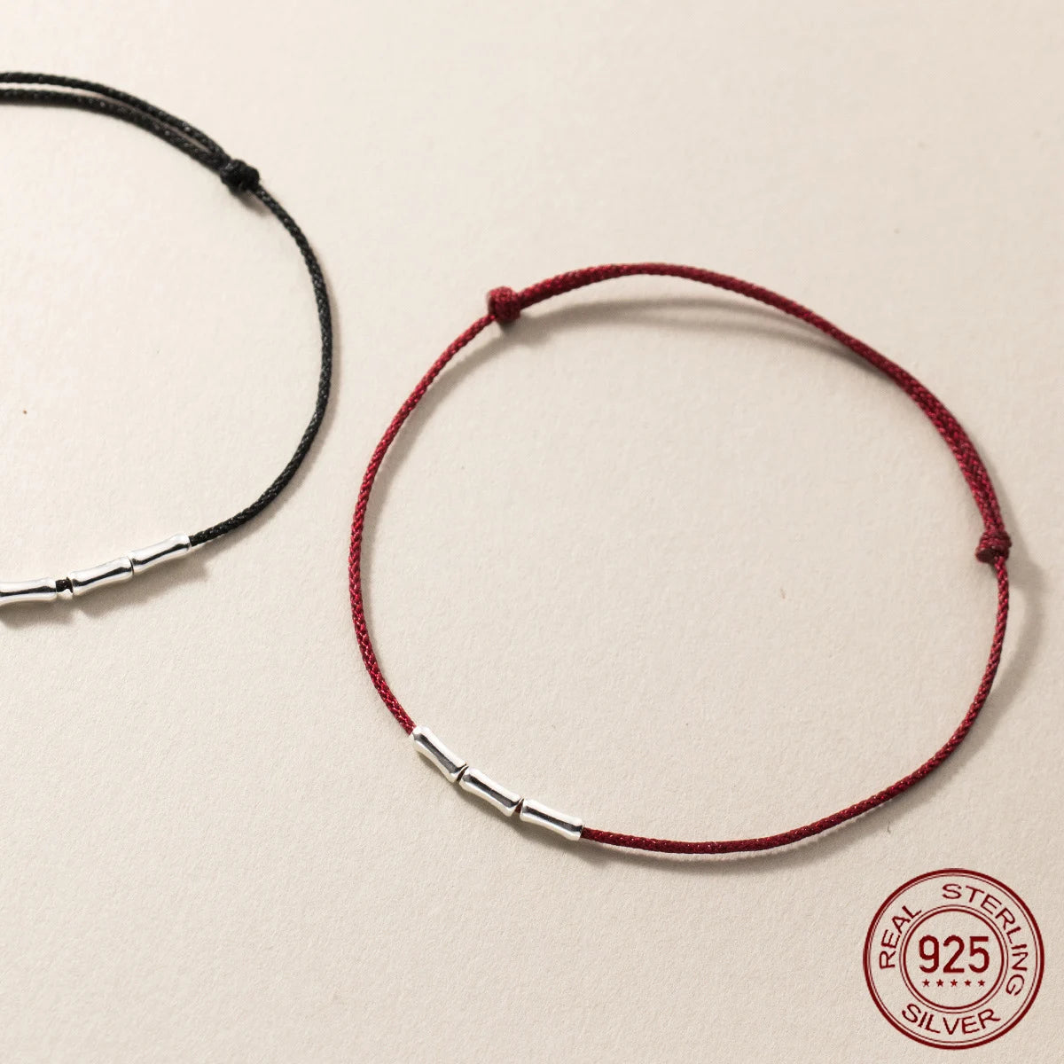 25cm Glück 925 Silber Seil Armbänder Frauen Silber Bambus Joint Tube Design rote Faden linie Schnur Armbänder für Frauen Mädchen