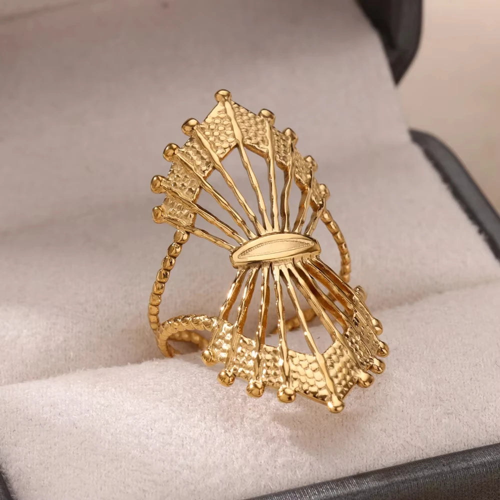 Edelstahl Zirkon Geometrische Ringe Für Frauen Luxus Bösen blick Gold Farbe Einstellbar Trendy Hochzeit Ästhetischen Jewerly Geschenk