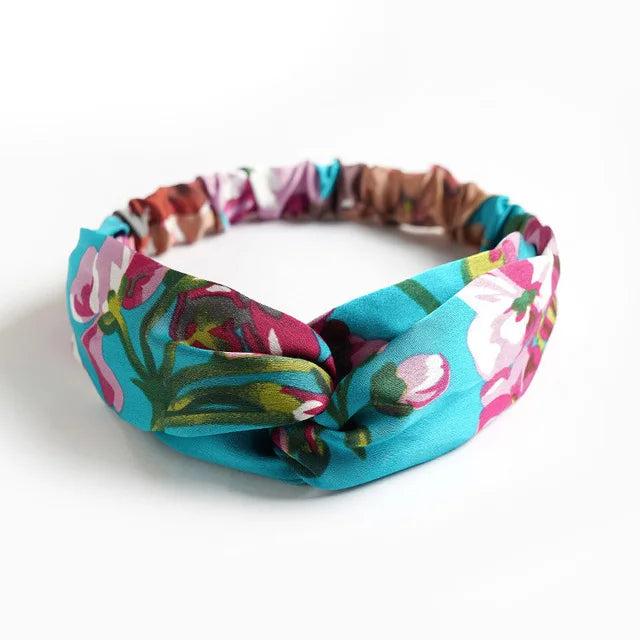 Neue Boho Frauen Weiche Solid Print Stirnbänder Vintage Kreuz Knoten Elastische Haarbänder Turban Bandanas Mädchen Haar Bands Haar Zubehör