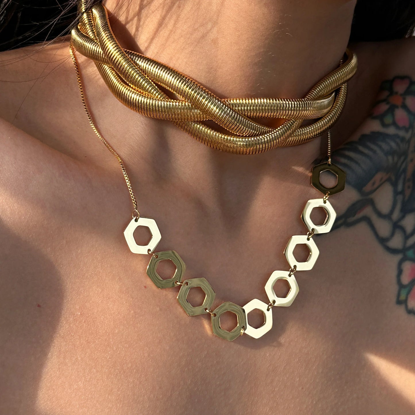 DASEIN 2025 Neue 18 Karat vergoldete Eden Dreischichtige gewebte Halsband-Halskette, anlaufgeschützter Edelstahlschmuck für Damen und Herren