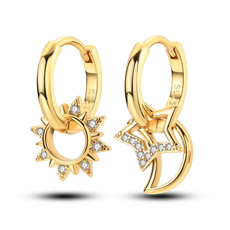 Ohrringe aus 925er-Sterlingsilber, Goldserie, U-förmige Creolen, passend für Original-925-Charms für Frauen und Mädchen, Party, edler Schmuck