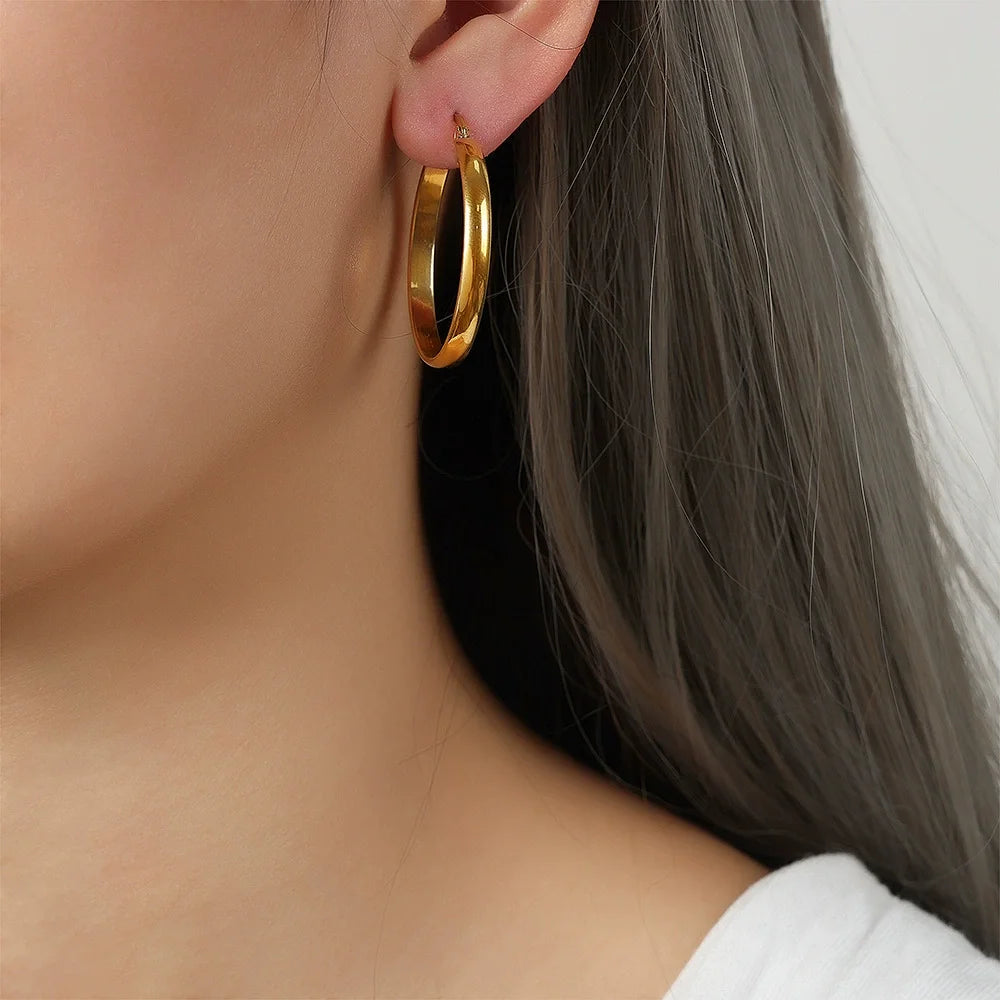 Runde Edelstahl Große Ohrringe für Frauen Hip-Hop Neue Weibliche Creolen Luxus Schmuck Freundin Geschenk Großhandel