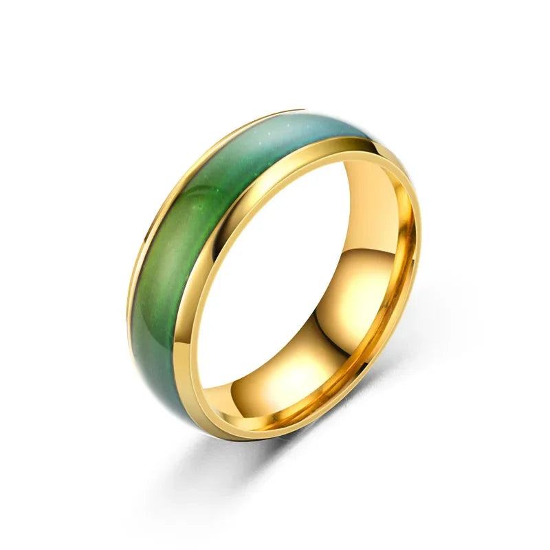 5 Farben Edelstahl wechselnde Farbe Ringe Stimmung Emotion Gefühl Temperatur Ringe für Frauen Männer Paare Ringe Ton Schmuck