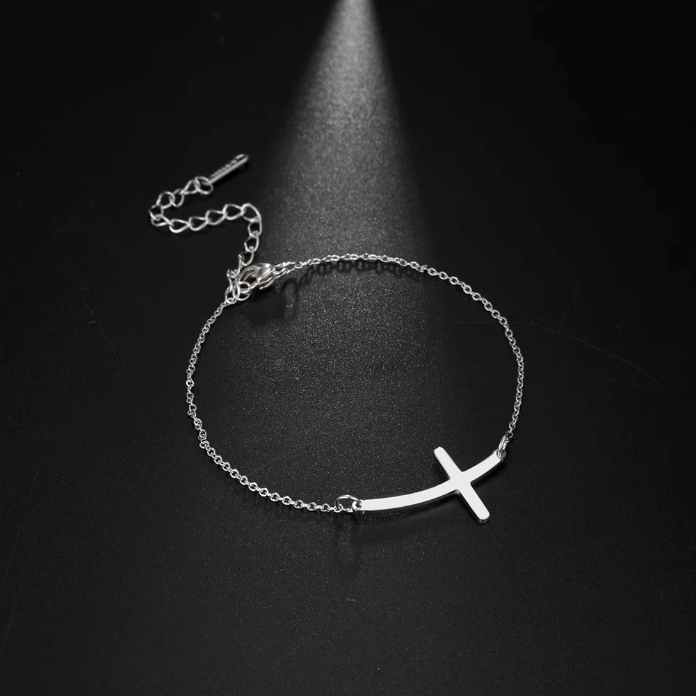 Amaxer Edelstahl Kreuz Anhänger Armband Für Frauen Mann Gold Farbe Pulseira Feminina Liebhaber Engagement Schmuck Geschenk