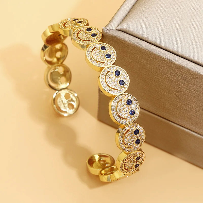 Neue Stilvolle Runde Manschette Armreif Kupfer Vergoldet Zirkonia Charme Party Frauen Männer Geschenke Schmuck Zugang